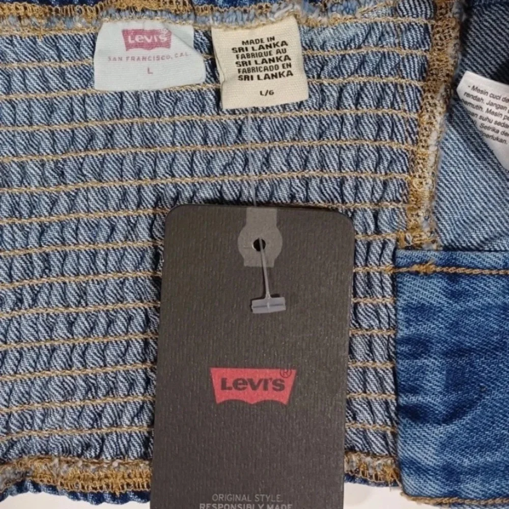 Levi's DAISY Denim JEAN Cowgirl Crop Top HALTER Stretch S110786 SIZE Large NWT - Picture 12 of 13